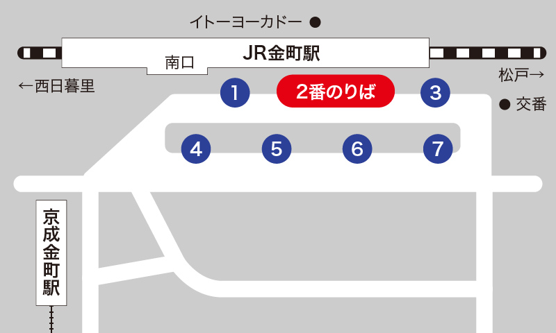 金町駅南口 バス2番のりば